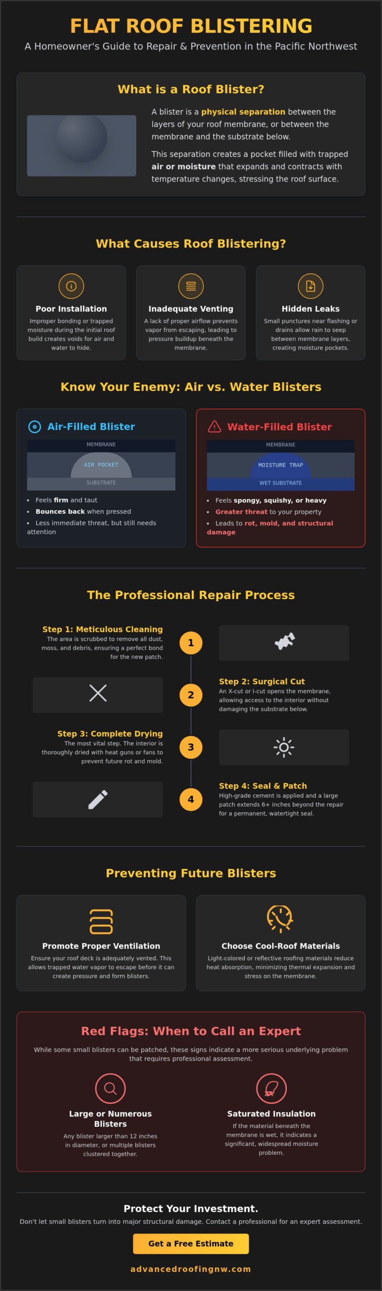 Flat Roof Blistering Repair in Camas, WA: A Professional Guide