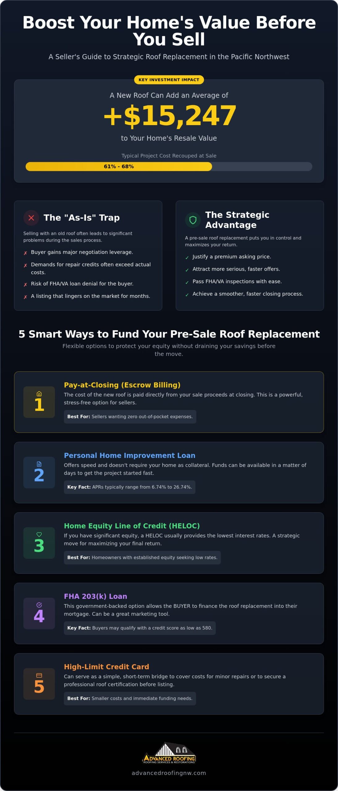 Financing a Roof Replacement to Increase Home Value: A PNW Seller’s Guide