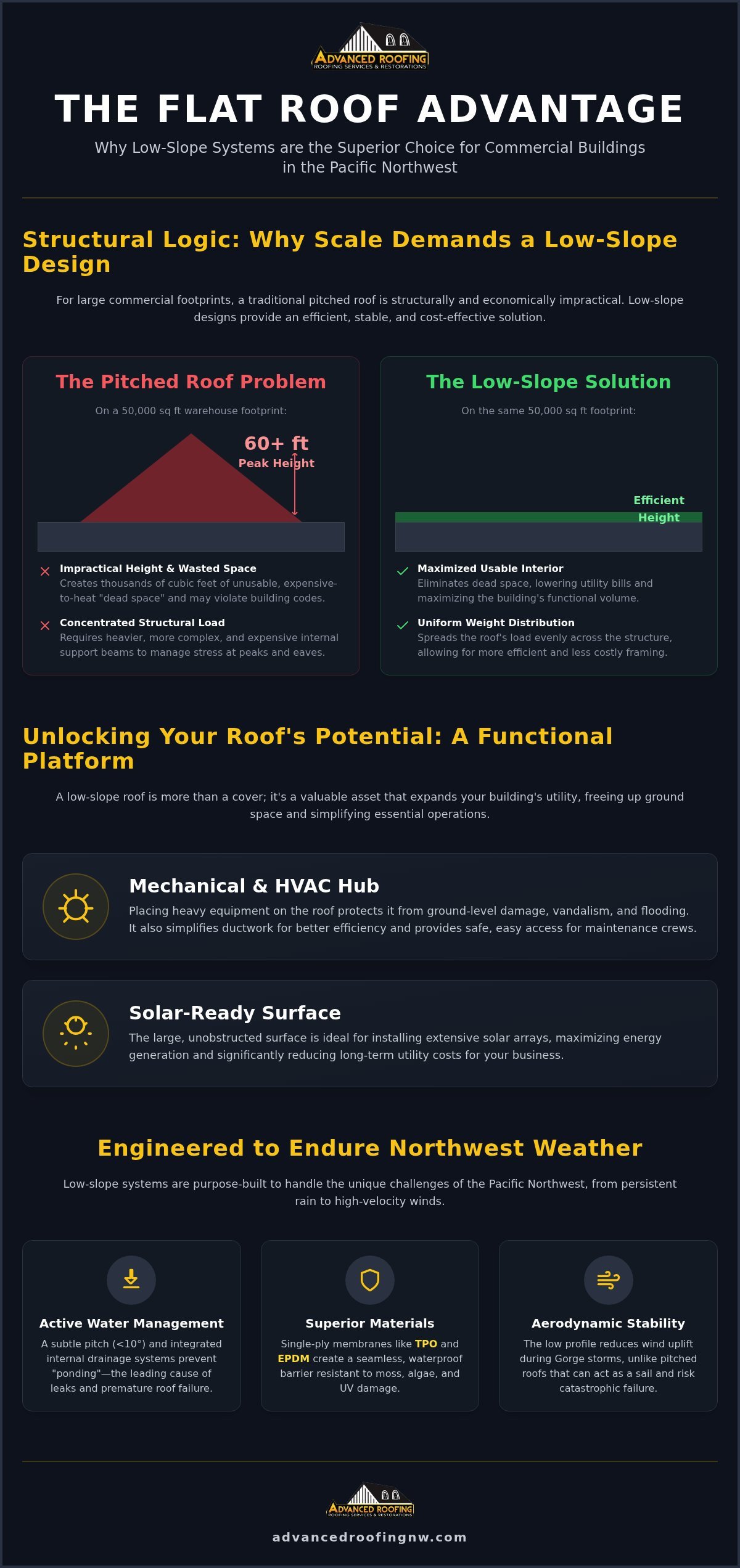 Why Do Most Commercial Buildings Have Flat Roofs? The Practical & Economic Reasons