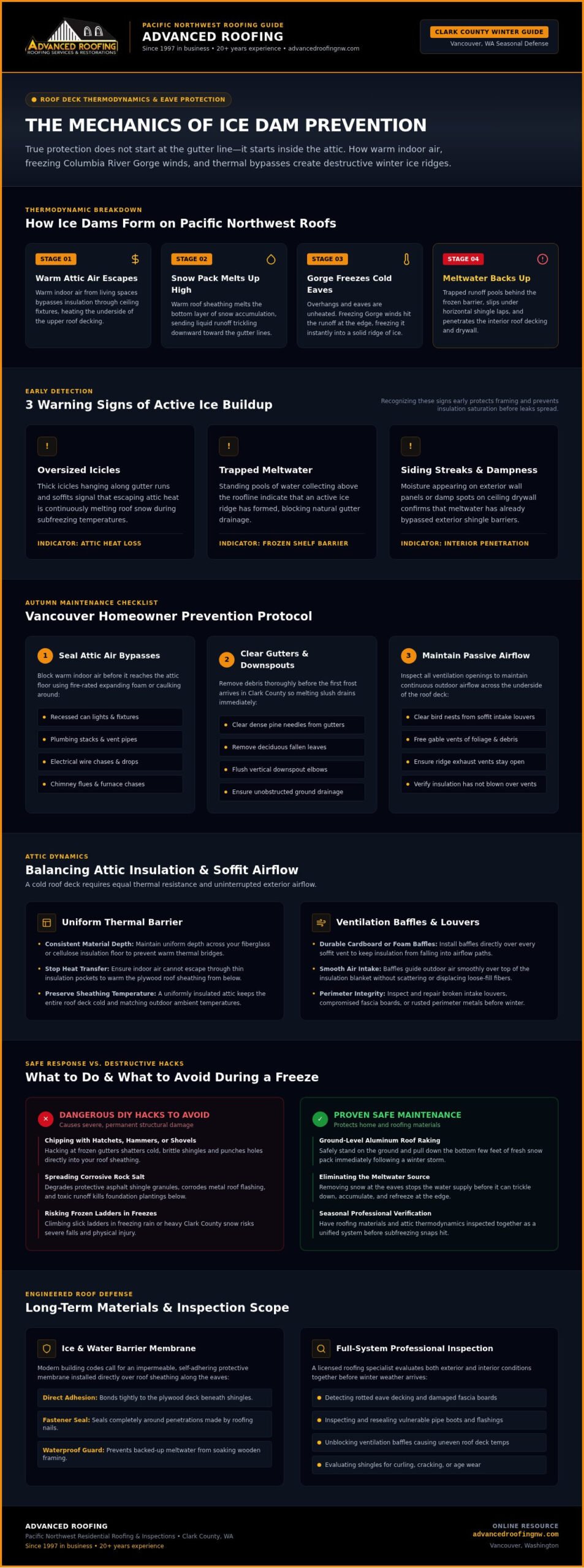 Ice Dam Prevention in Vancouver, WA: Complete Homeowner Checklist